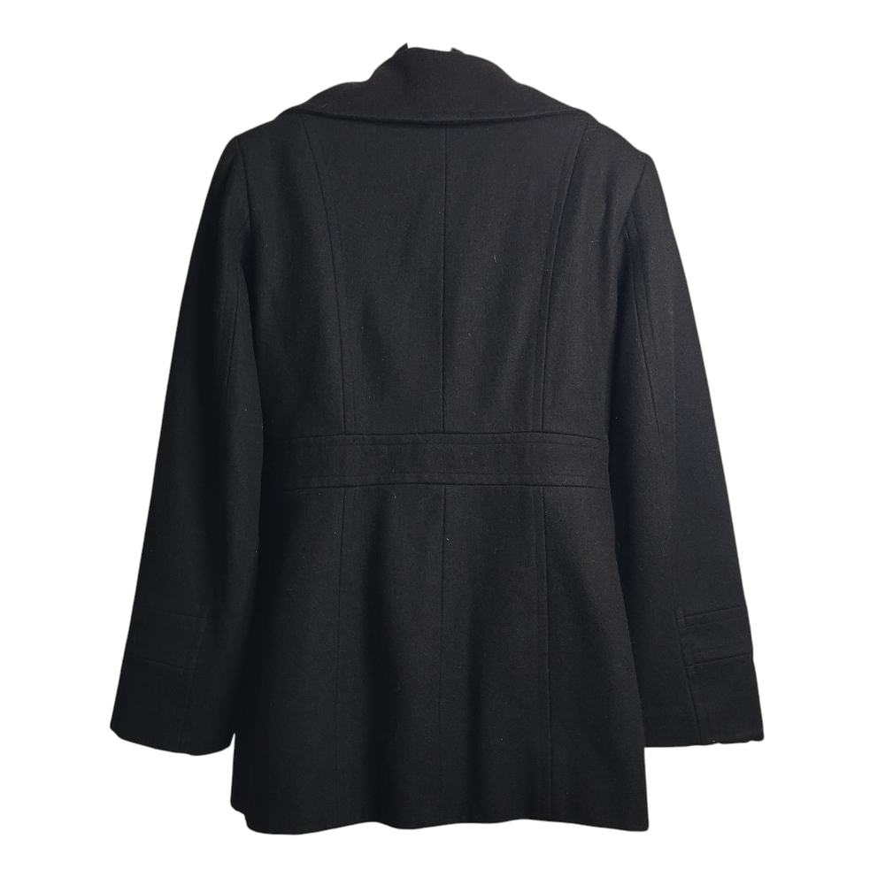 Calvin Klein Women Size 6 Black Wool Blend Pea Coat Button Double Breasted - Picture 2 of 6